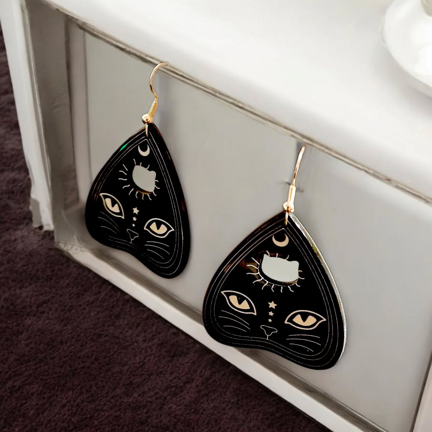 Black Cat - Ouija - Sterling Silver+ Crystal & Organza bag