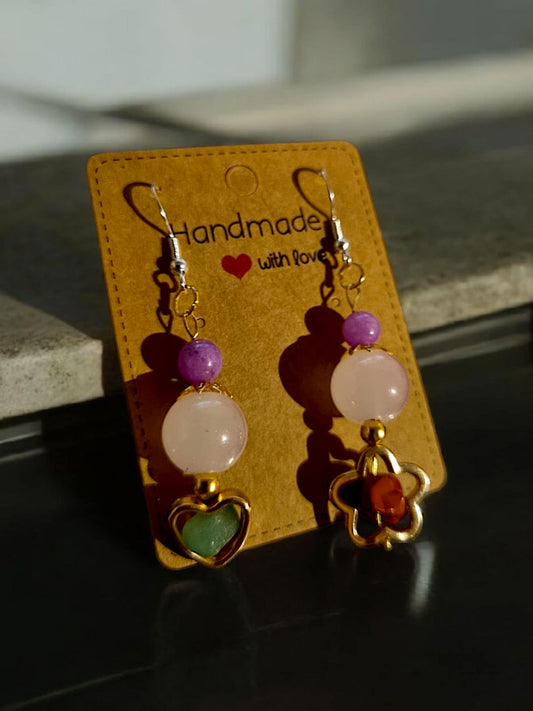 Heart/ Star crystal earrings - Hand Made